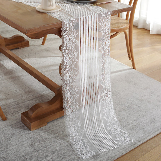 Embroidered Mesh Lace Lace Table Runner