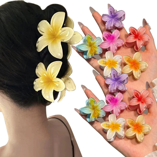 Fashion Frangipani Hair Clips for Women Beach Vacation Hair Claw HairClips Plastic Flower Hairpins Girls Apparel Accessories