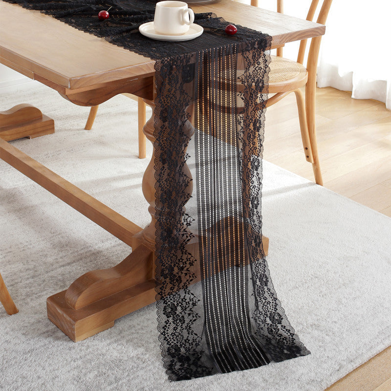 Embroidered Mesh Lace Lace Table Runner